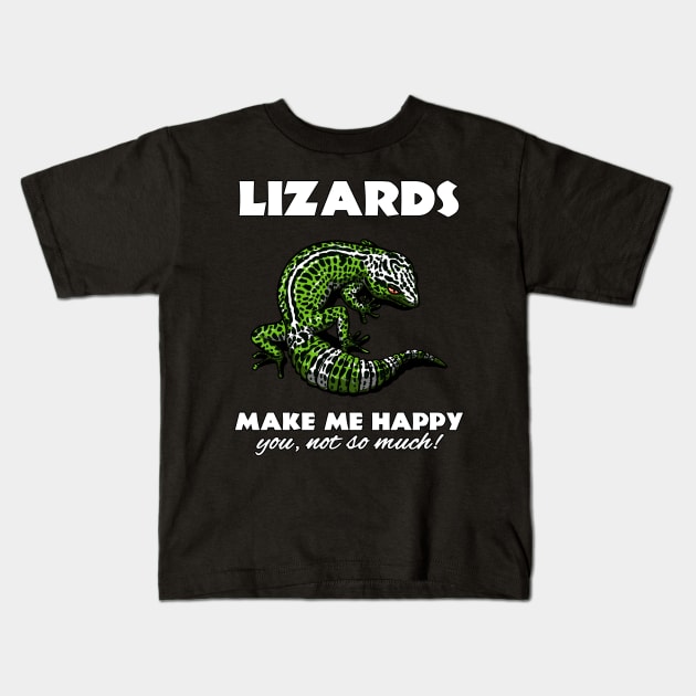 Lizards Make Me Happy Kids T-Shirt by underheaven